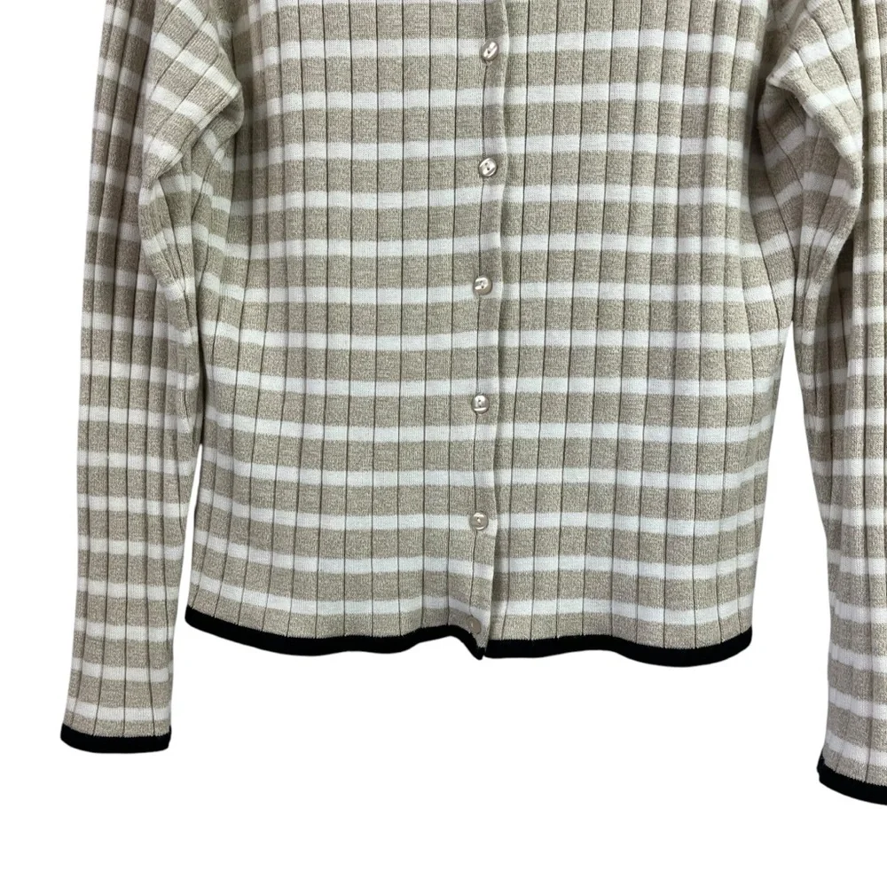 Van Heusen Knit Cardigan Tank Top Set Beige Stripe 2 Piece XL - Picture 5 of 15